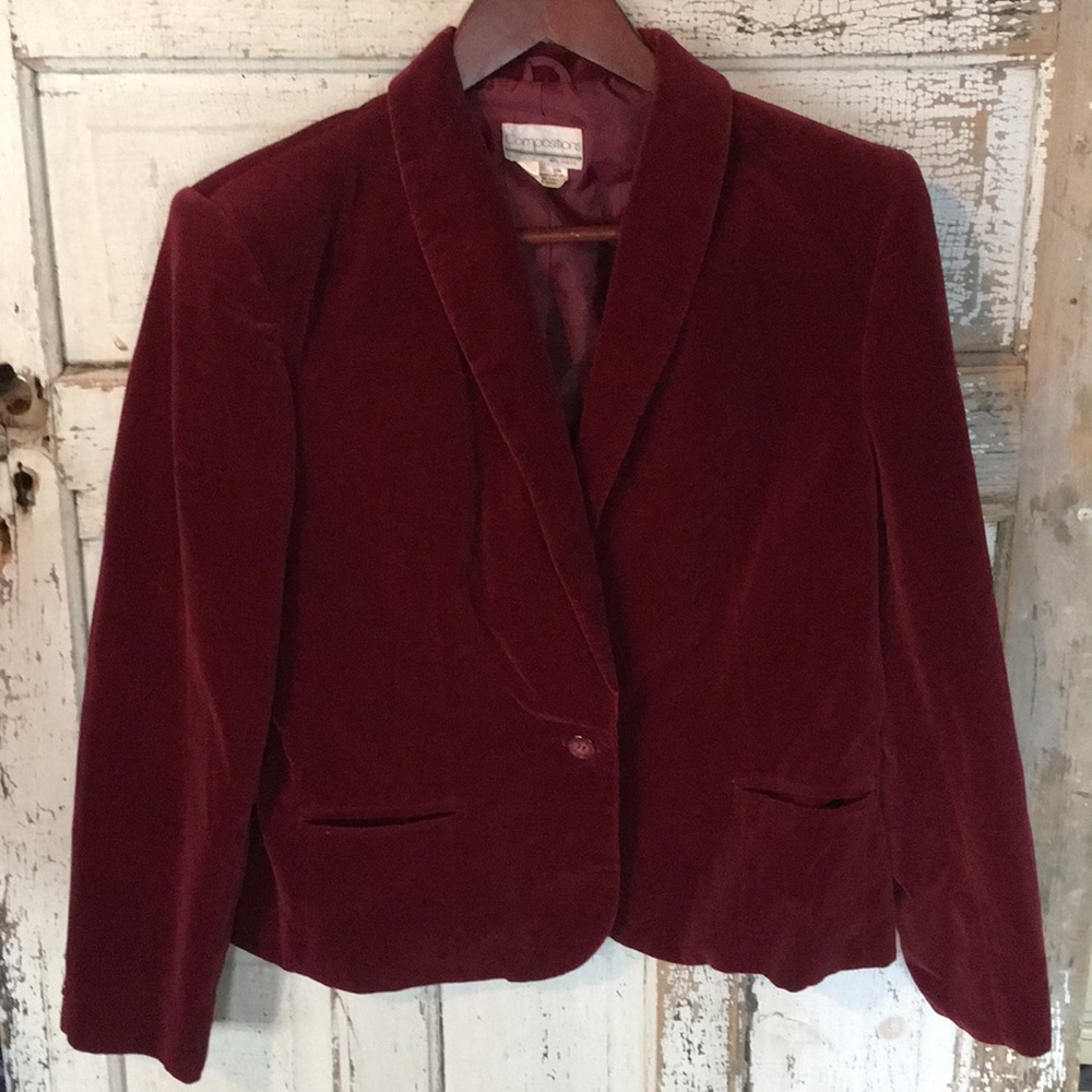 EUC Vintage Wine /  Maroon Velvet Blazer Jacket